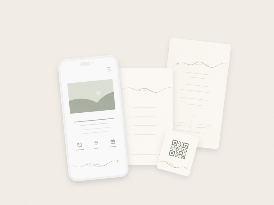 Sito mobile, partecipazione e QR coordinati nello stesso stile